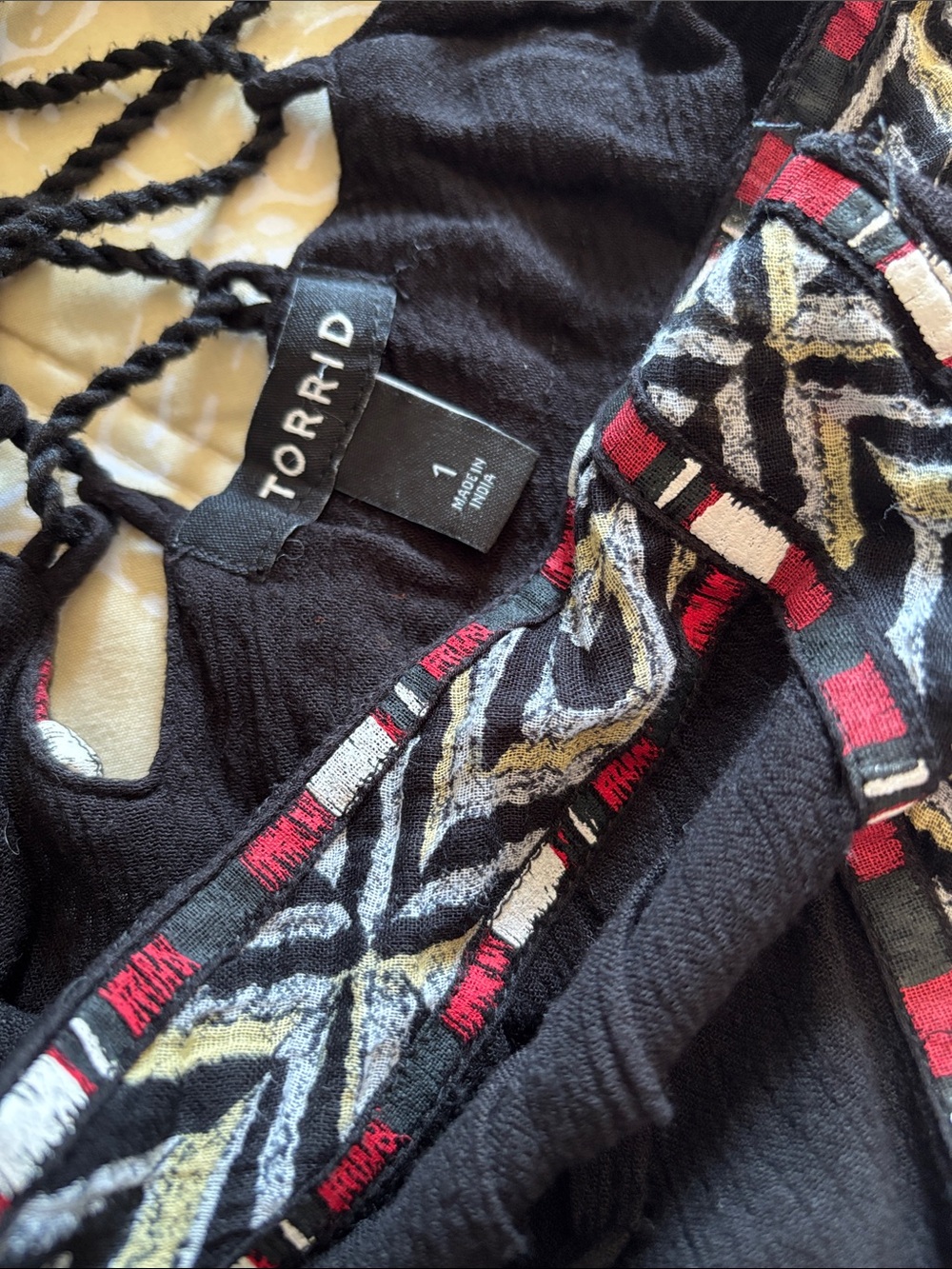 torrid Black Embroidered Boho Camisole with Red and Cream Accents - Picture 2 of 5